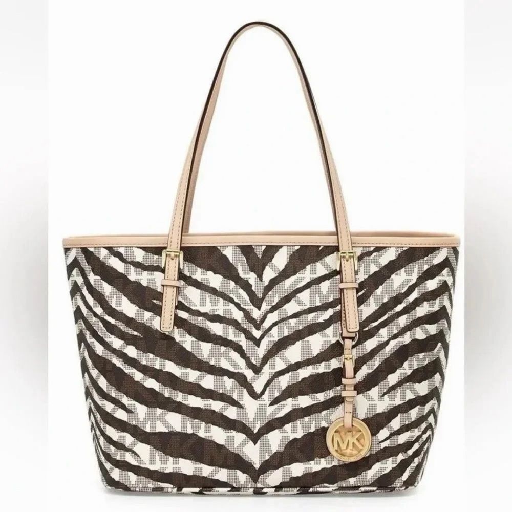 Michael Kors Jet Set Travel Vanilla Tiger Multifunction Tote Bag